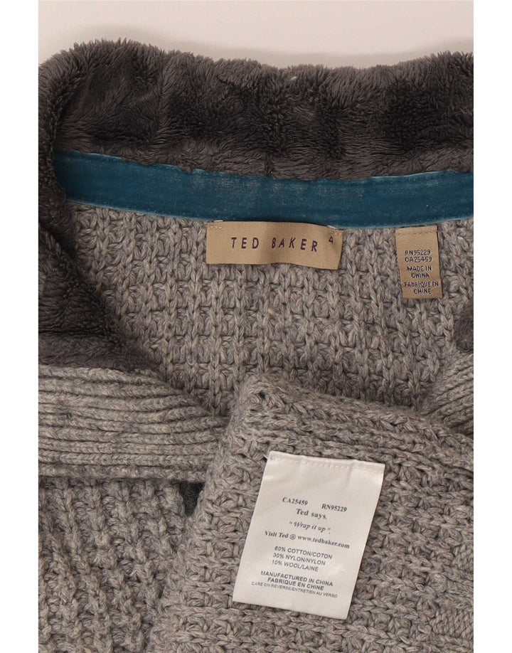 Ted Baker - Jersey para hombre con cuello y botones, talla 4, algodón gris grande