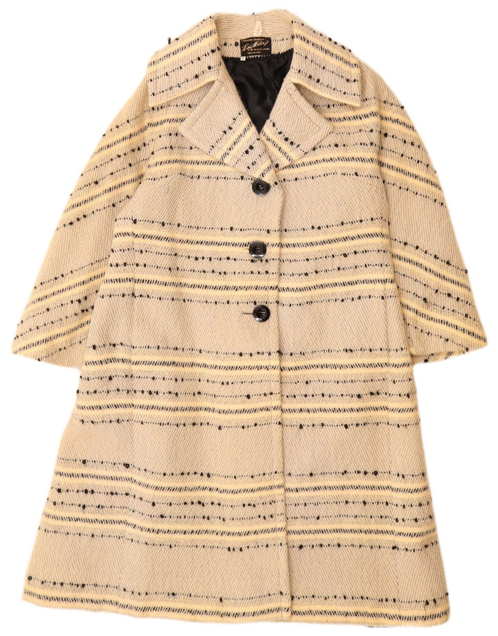 Vintage mujer abrigo IT 46 grande de rayas blancas