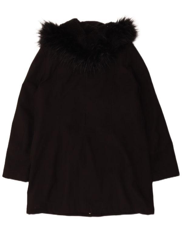 Dkny Abrigo Sherpa con capucha para mujer UK 46 Grande Poliéster negro