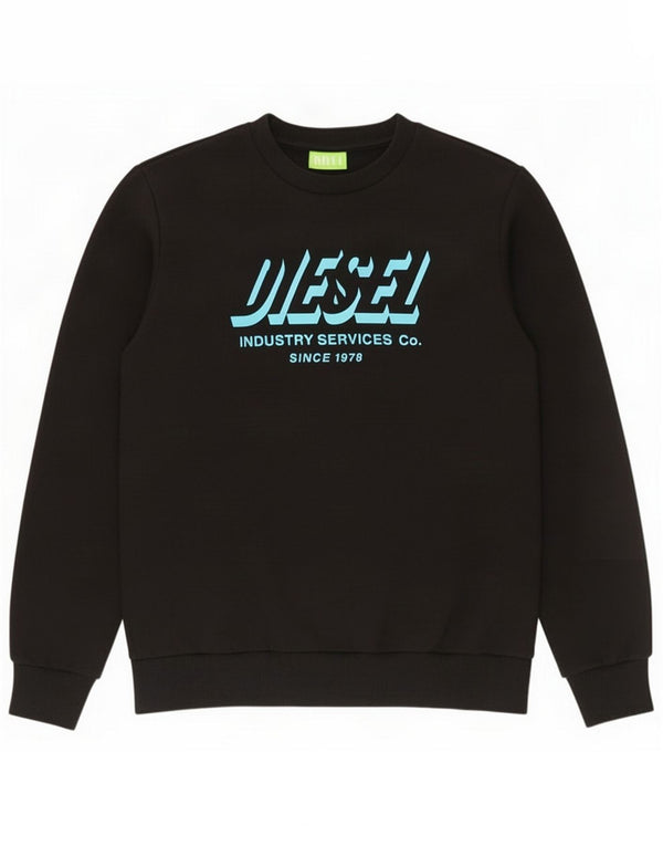 Diesel Mens Graphic Sweatshirt Jumper Medium Black Cotton
