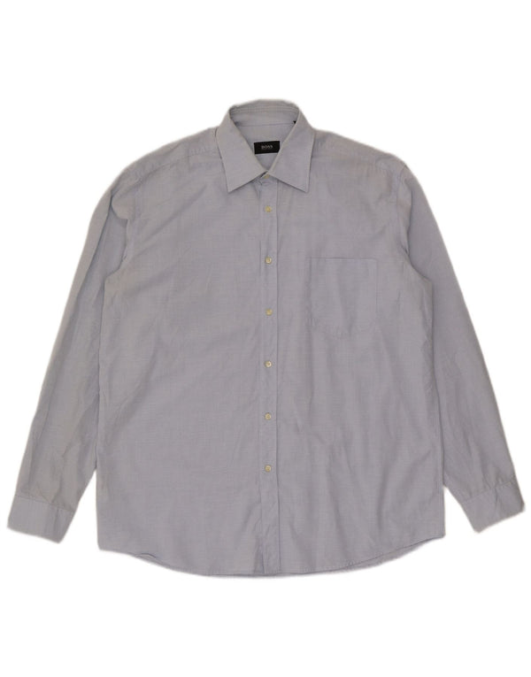 Hugo Boss Mens Shirt Size 42 16 1/2 Large Blue Cotton