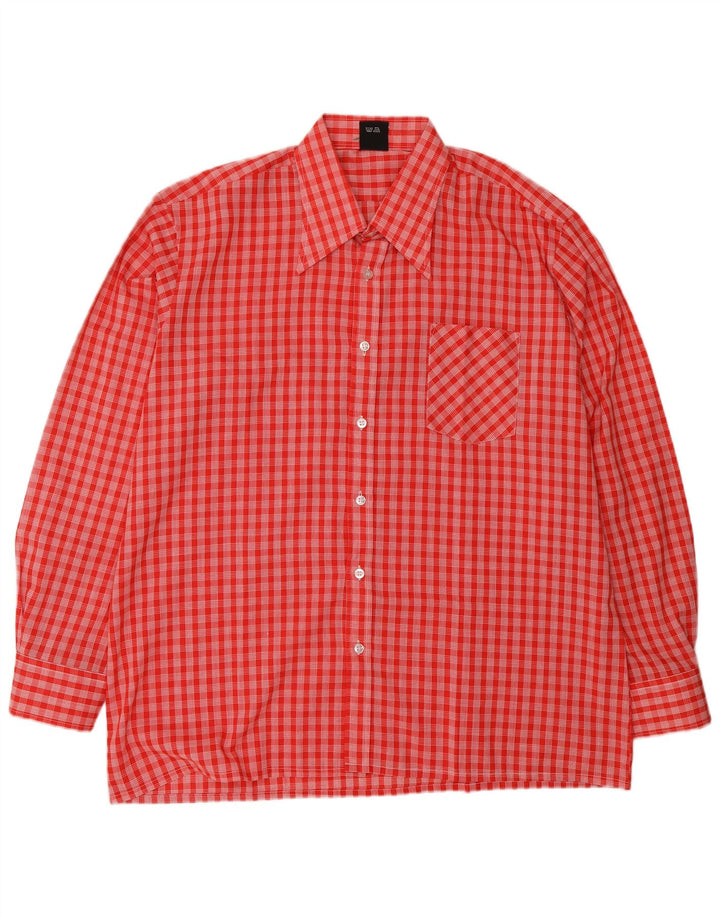 Camisa Vintage Hombre XL Poliéster Cuadros Rojos