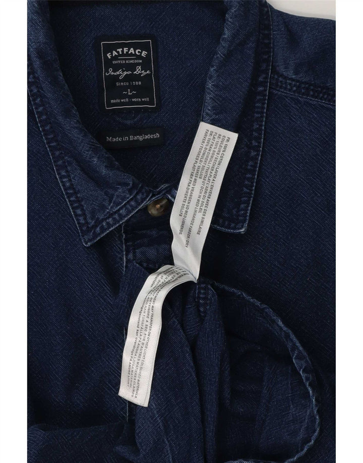 Camisa vaquera para hombre Fat Face Large Azul marino Algodón