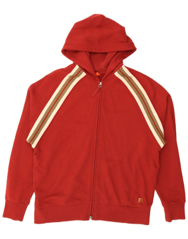 Hugo Boss - Sudadera con capucha y cremallera para hombre, talla 2XL, algodón rojo con bloques de color
