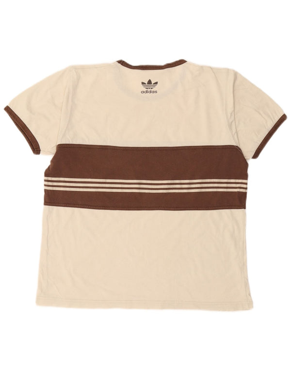 Adidas Hombre Camiseta Gráfica Top Medium Off White Colorblock Algodón