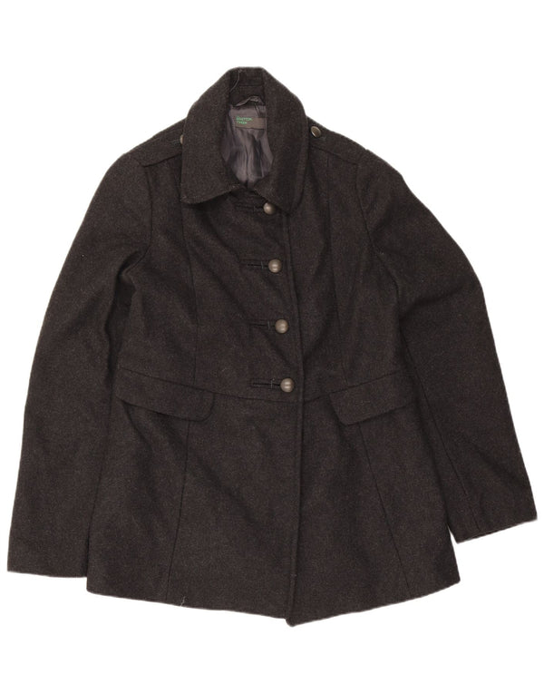 Benetton Abrigo Militar Niña 10-11 Años XL Lana Gris
