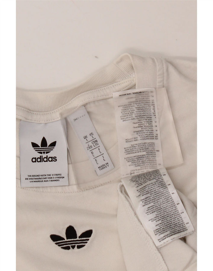 Adidas - Camiseta gráfica para hombre, talla grande, algodón blanco