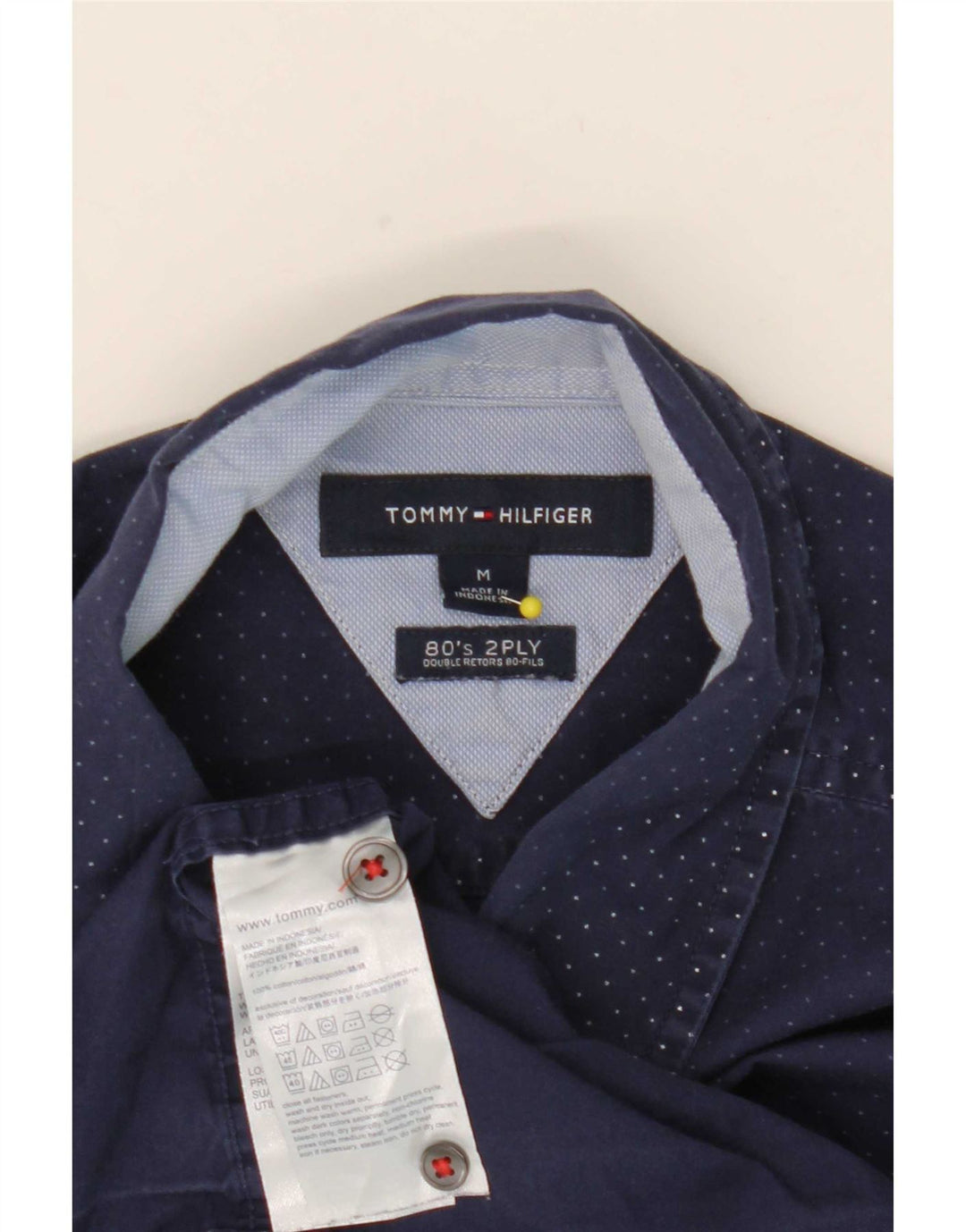 Camisa Tommy Hilfiger Hombre De Algodón Con Manchas Azul Marino Mediano
