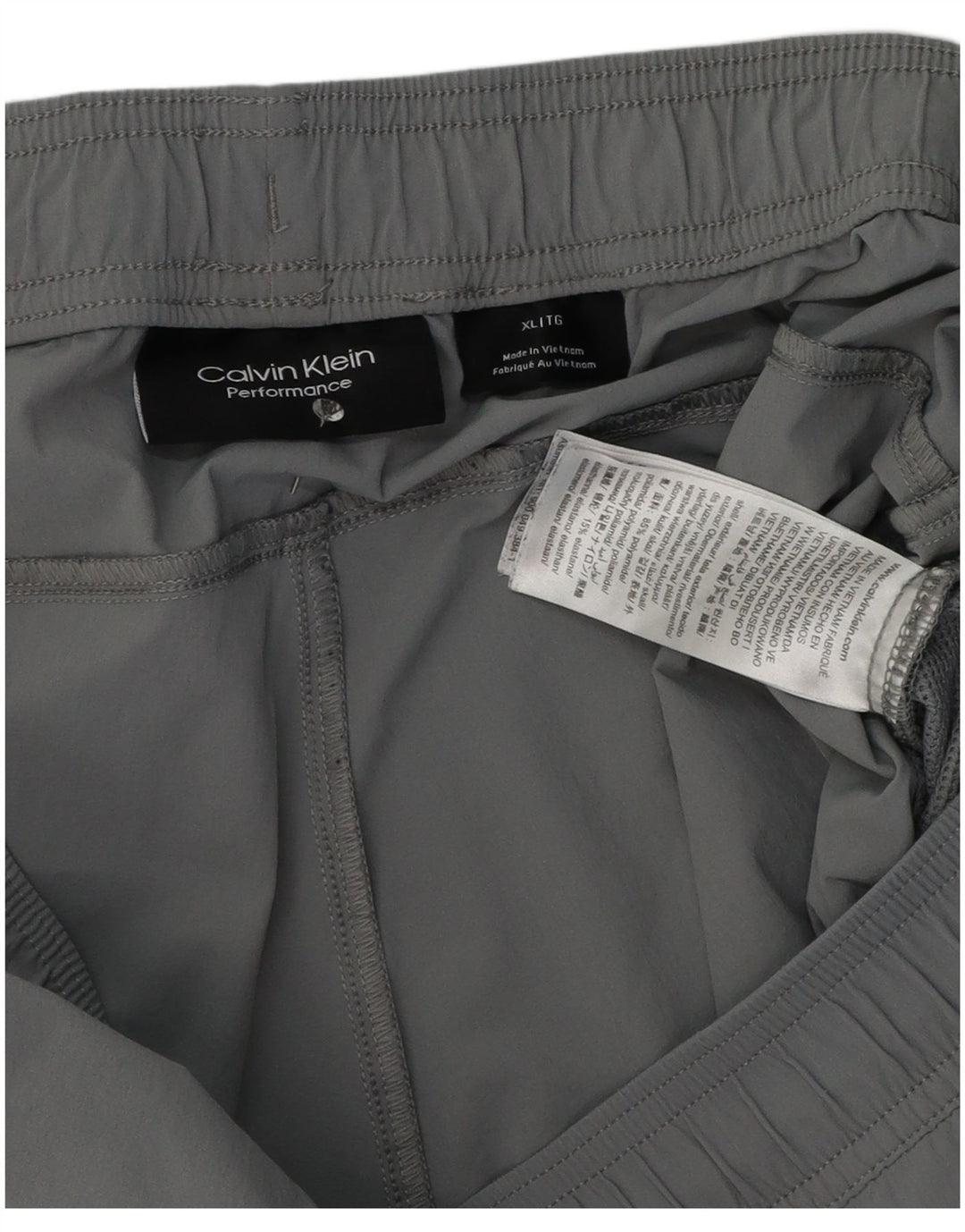 Calvin Klein Pantalones cortos deportivos de rendimiento para hombre XL Gris Colorblock Poliéster
