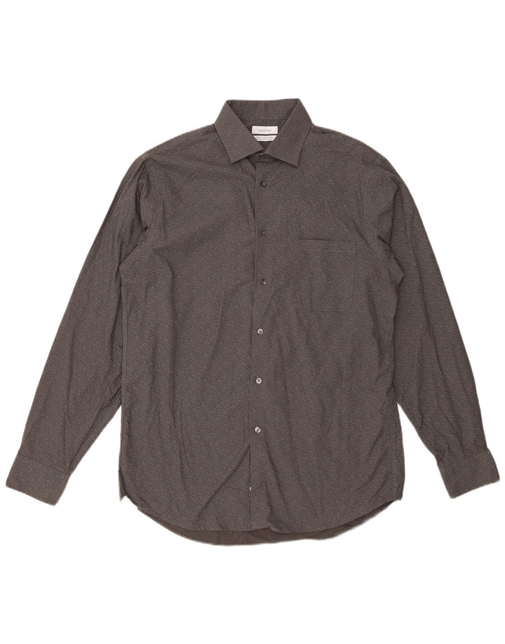 CALVIN KLEIN Camisa de corte regular para hombre Talla 15 1/2 Gris medio Floral