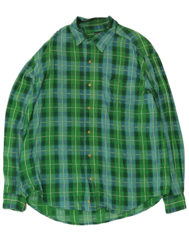 Camisa de hombre Via Ardigo de seda a cuadros verde medio