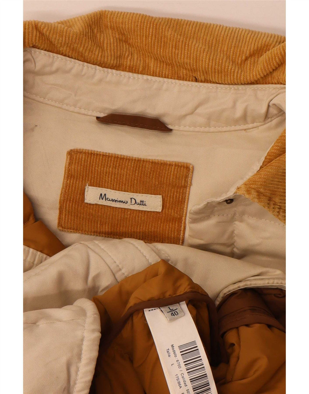 Massimo Dutti Chaqueta Acolchada Mujer UK 46 Grande Algodón Beige