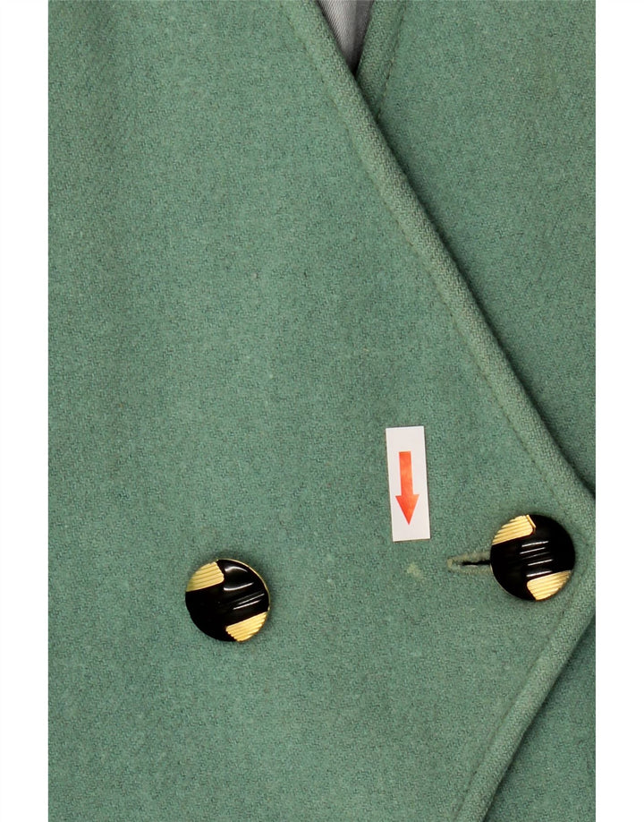 Vintage mujer 3/4 manga doble pecho Blazer chaqueta Reino Unido 8 pequeño verde