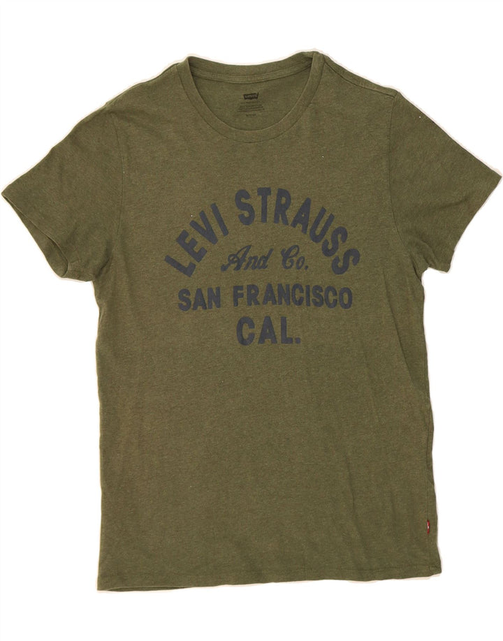 LEVI'S Mens Graphic T-Shirt Top Small Khaki Cotton Vintage Levi's and Second-Hand Levi's from Messina Hembry 