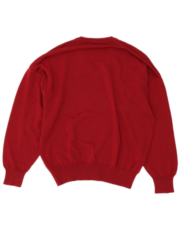 Lacoste Jersey con cuello en V para hombre talla 5 grande lana virgen roja