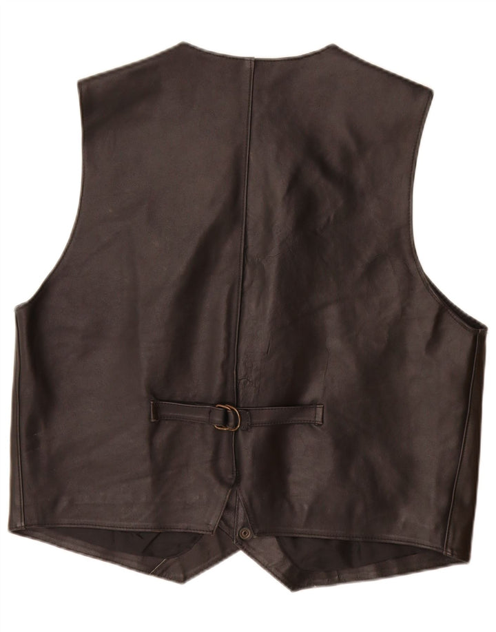 VINTAGE Chaleco de cuero para hombre Cuero negro medio