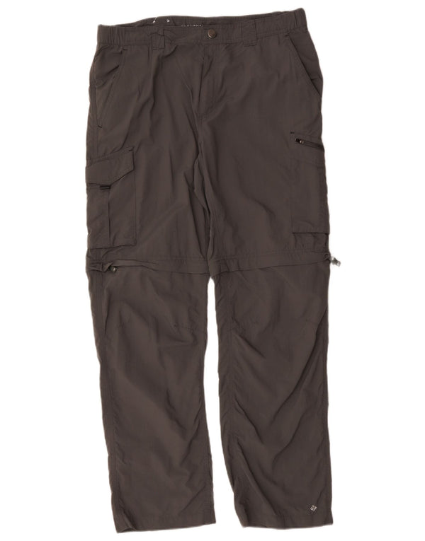 Columbia Pantalones cargo de senderismo Omni-Shade para hombre W34 L30 Nylon gris