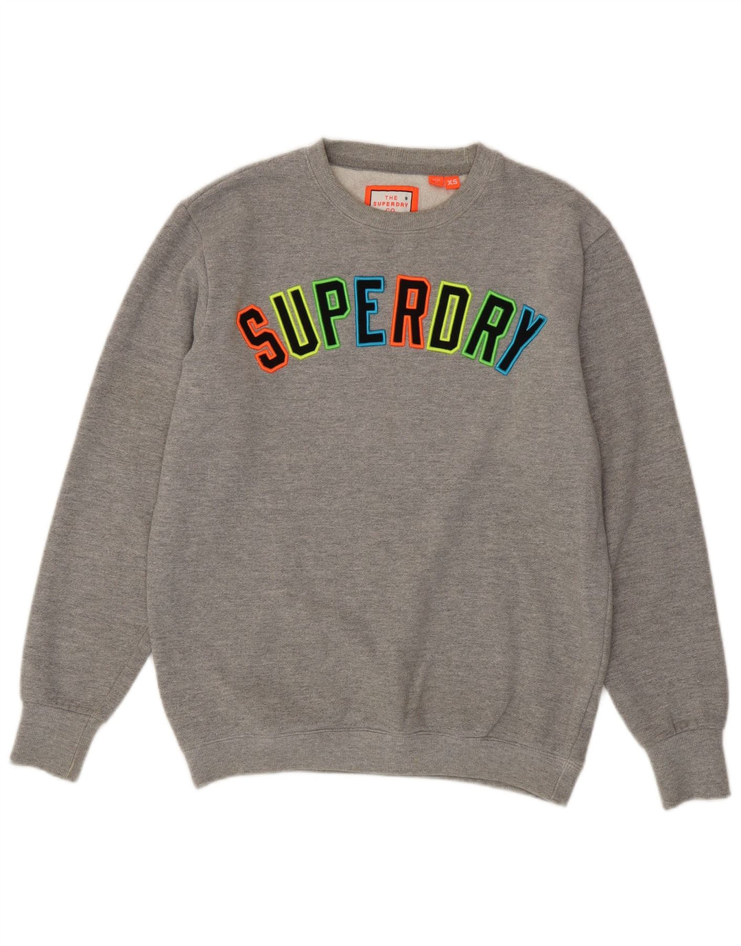 SUPERDRY Hombre Sudadera con gráfico de corte holgado Jumper XS Algodón moteado gris