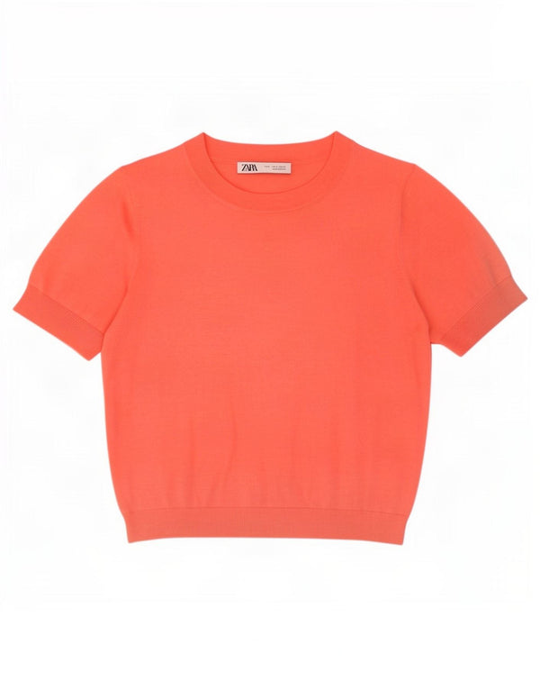 Zara Mujer Crop Blusa Top UK 10 Small Naranja
