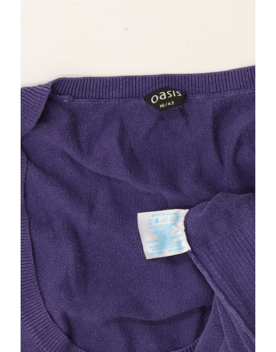 Oasis Mujer Chaleco Top UK 40 Grande Azul Marino Algodón