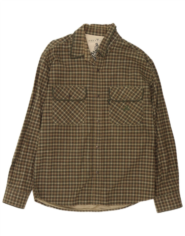 Chevalier Camisa De Franela De Algodón A Cuadros Verdes Grandes Hombre