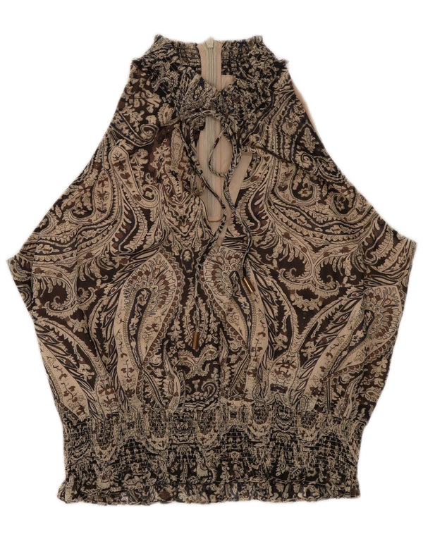 Karen Millen Blusa sin mangas para mujer UK 12 Medium Brown Paisley