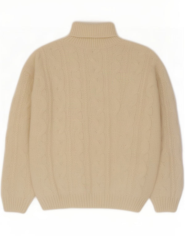 Vintage hombres rollo cuello jersey suéter XL off blanco poliacrílico