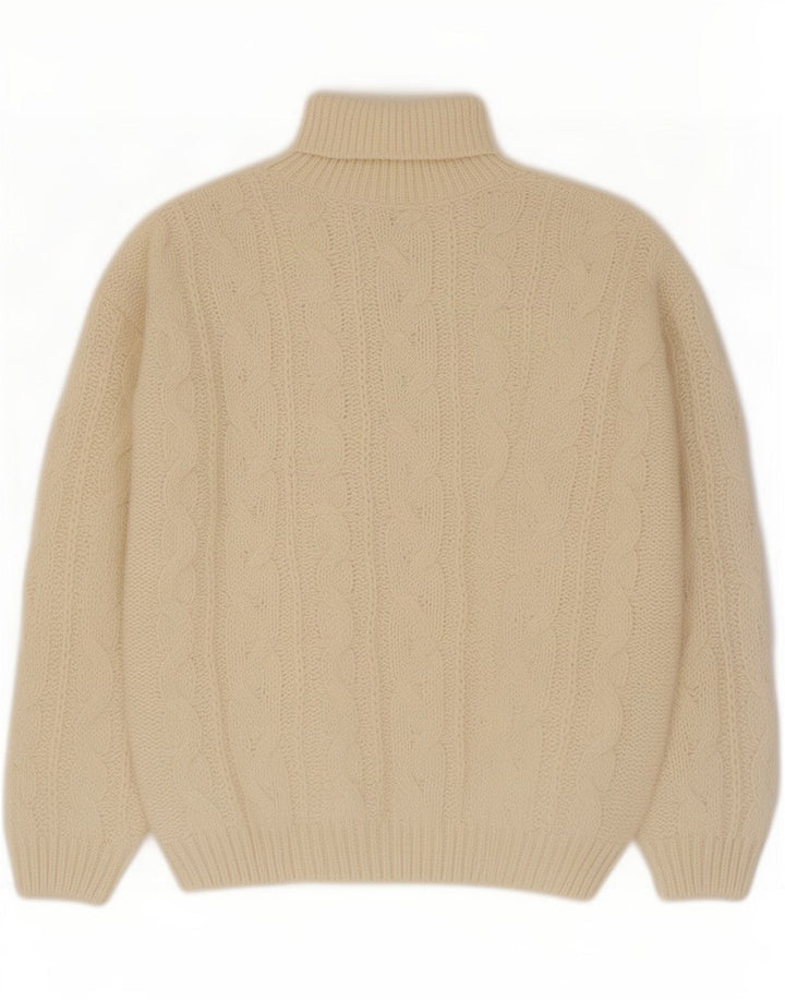 Vintage hombres rollo cuello jersey suéter XL off blanco poliacrílico