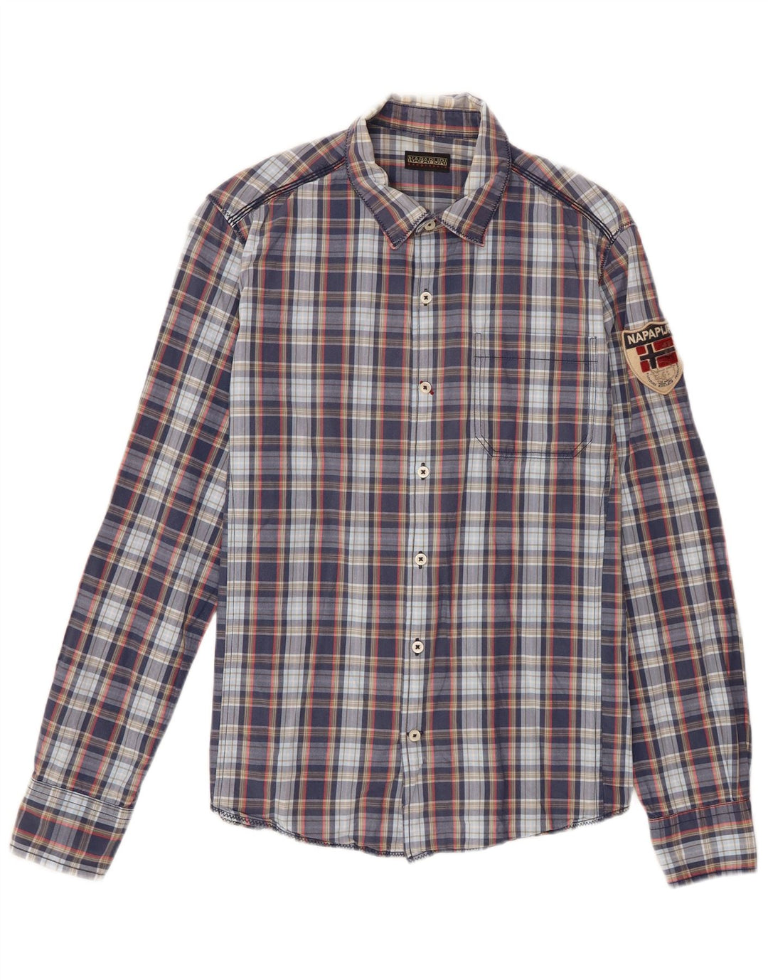 Camisa Napapijri Hombre Grande Azul Cuadros Algodón