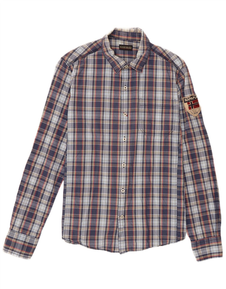 Camisa Napapijri Hombre Grande Azul Cuadros Algodón