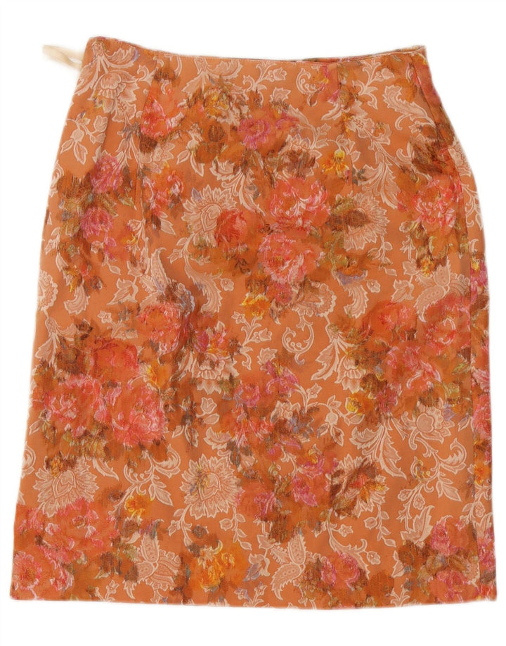 Falda recta vintage para mujer W28 Floral naranja medio