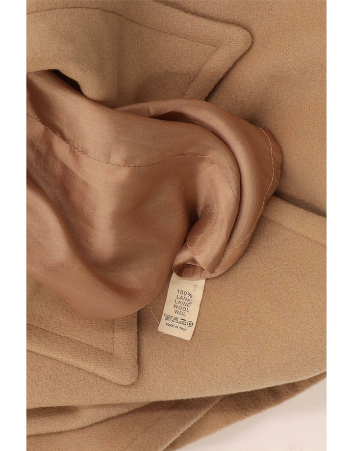 Vintage mujer Poncho abrigo un tamaño beige Paisley lana