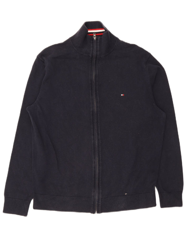 Tommy Hilfiger Suéter tipo cárdigan para hombre 2XL Algodón azul marino