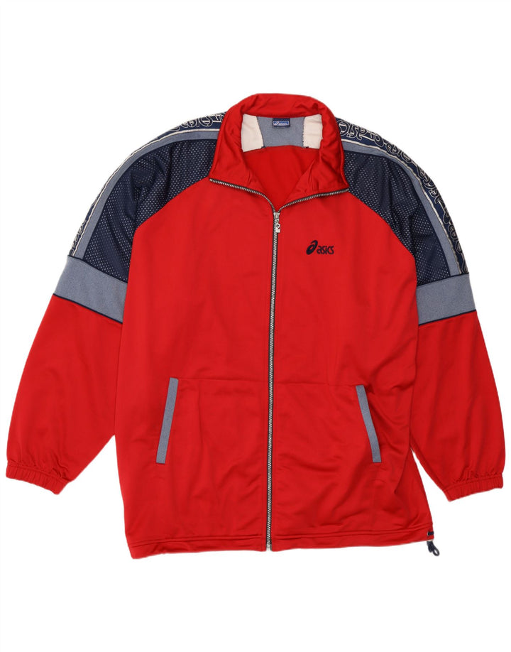 Asics Mens Graphic Chándal Top Chaqueta 3XL Rojo Colorblock Poliéster