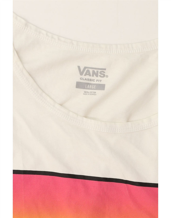 Vans Camiseta sin mangas con gráfico de corte clásico para hombre, tamaño grande, algodón blanco