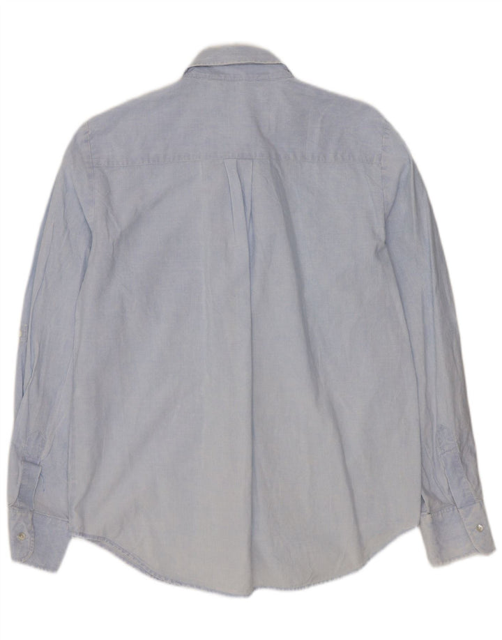 ZARA Camisa Mujer UK 44 Algodón Rayas Azul Medio