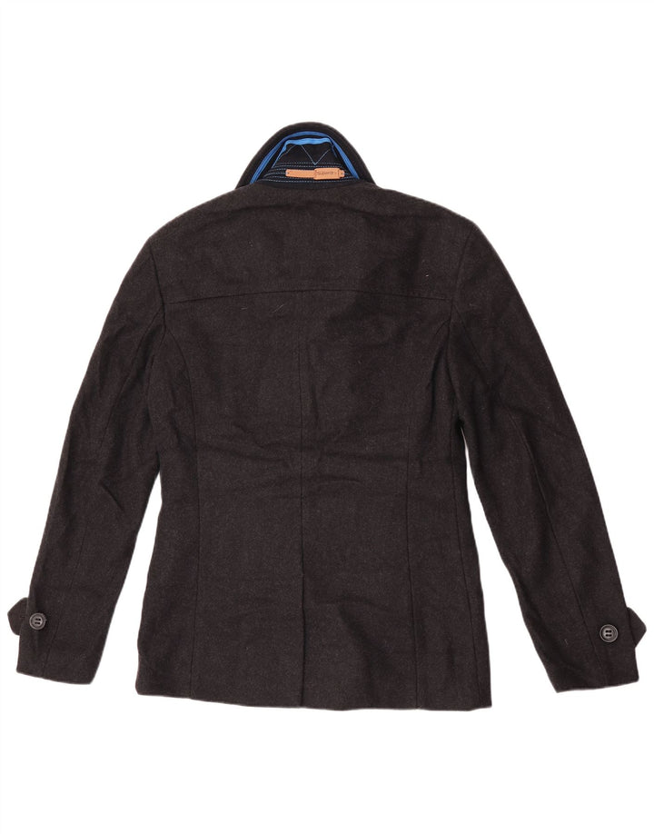 Superdry Chaquetón Commodity para hombre, talla 38, lana negra mediana