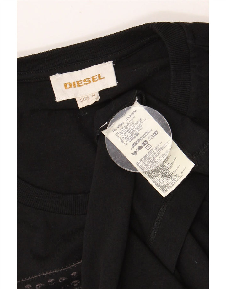 DIESEL Camiseta gráfica para hombre Top Medium Black Cotton