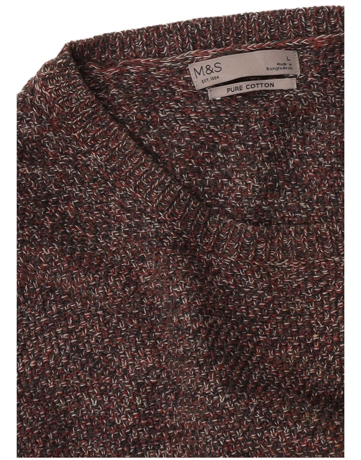 Marks & Spencer - Jersey de cuello redondo para mujer, talla grande, algodón moteado gris