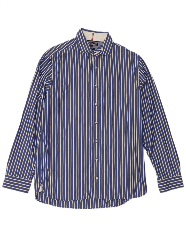 Camisa Tommy Hilfiger Hombre Grande Algodón A Rayas Azul