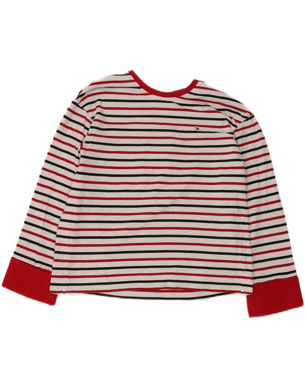 Tommy Hilfiger Top corto extragrande de manga larga para mujer UK 6 XS Blanco a rayas