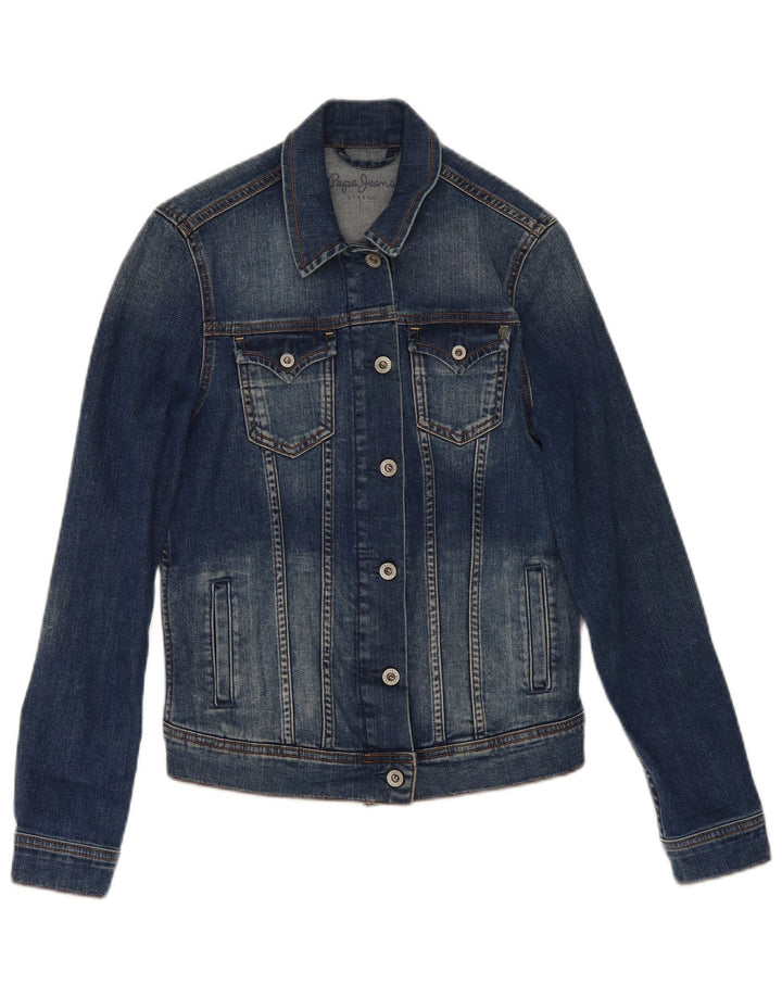 PEPE Jeans Chaqueta Vaquera para Mujer UK 10 Small Azul Marino Algodón