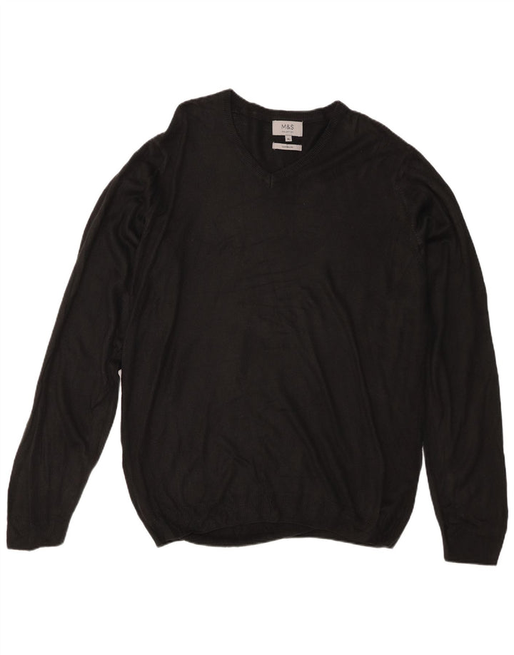 Marks & Spencer Suéter con Cuello en V para Hombre XL Acrílico Negro