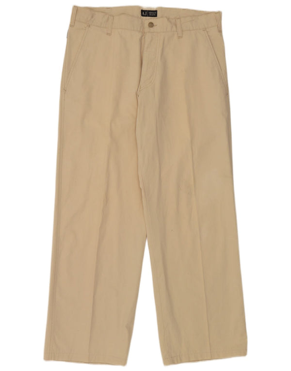 Armani Pantalones chinos rectos para hombre UK 40 Large W34 L29 Algodón beige