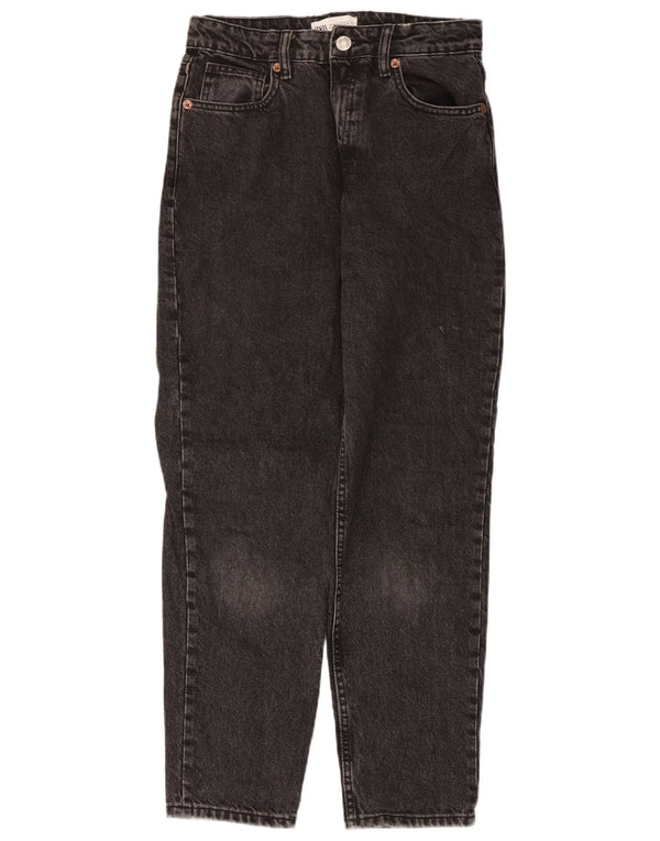 Zara Jeans Cónicos De Cintura Alta Para Mujer EU 38 Small W28 L27 Algodón Negro