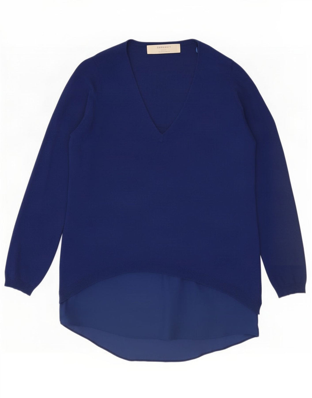 Zara Mujer Top Túnica De Manga Larga UK 44 Viscosa Azul Medio