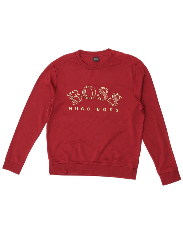 HUGO BOSS Hombre | Sudadera con gráfico tipo jersey en color burdeos mediano
