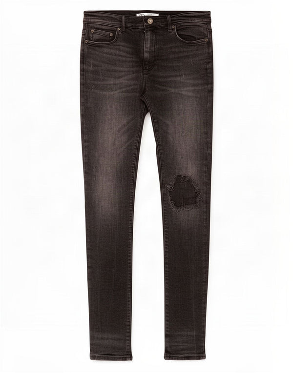 Zara Jeans ajustados desgastados para mujer EU 42 Large W32 L33 Algodón negro