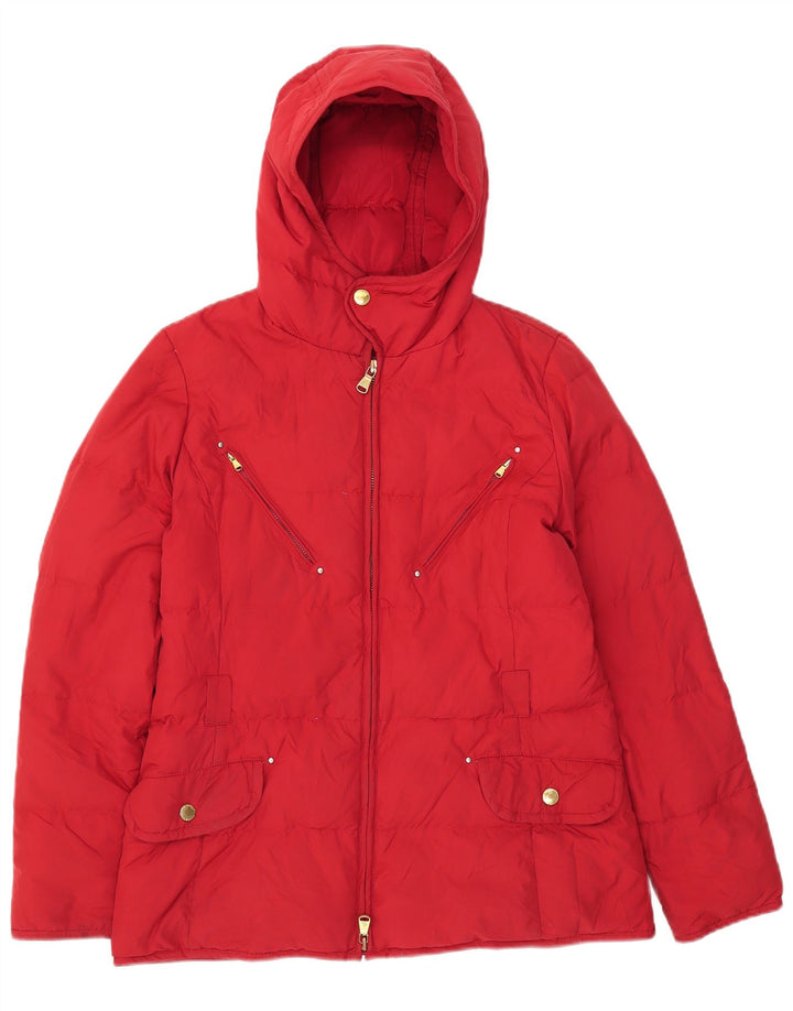 Ralph Lauren Chaqueta acolchada con capucha para mujer Reino Unido 12 Poliéster rojo mediano