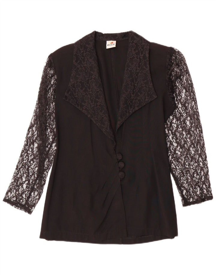 Chaqueta tipo blazer de 3 botones para mujer Ecco EU 34/36 Small Black Floral Viscose